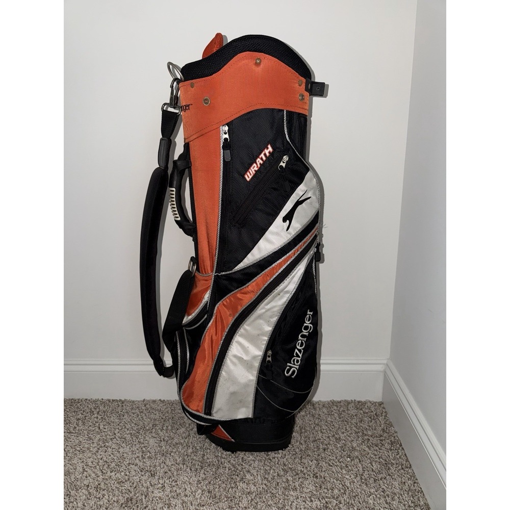 Slazenger 7 Way Golf Bag Orange Carry Bag Sling Orange Pockets NICE SHAPE